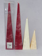 Small Cream Pyramid Candles, boxed.